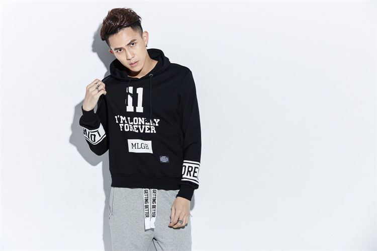 npc李晨nic潮牌mlgb 2016新款冬季 男女款情侣荧光宽松连帽套头卫衣
