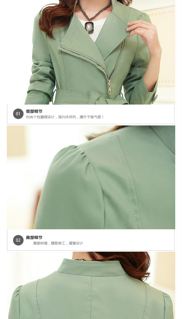 女士系带收腰风衣女士外套上衣 卡其色 XL