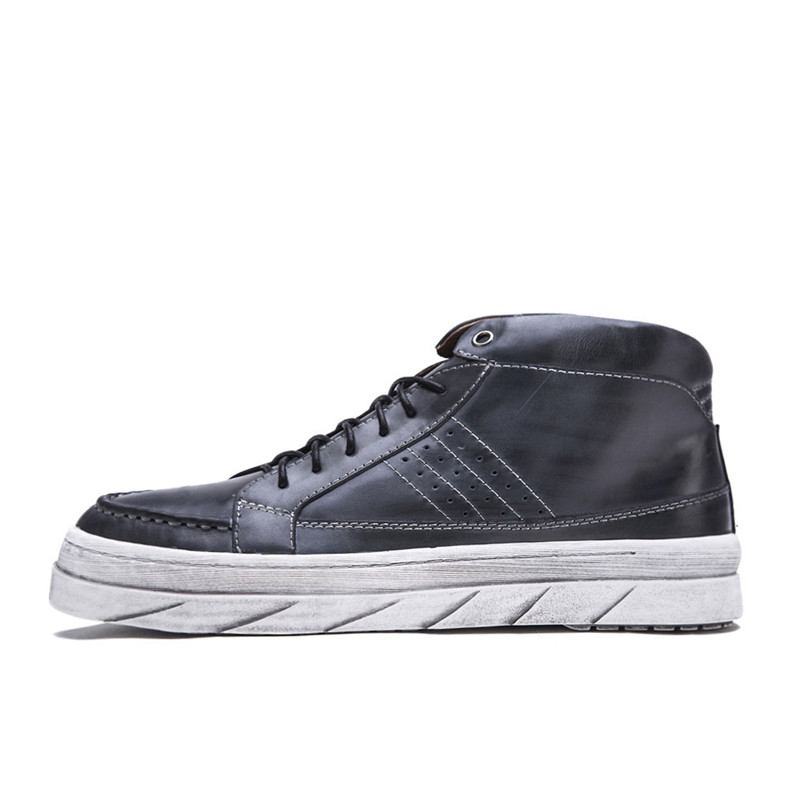 香港品牌bezos贝左斯 冬季板鞋男高帮鞋潮流英伦复古厚底男鞋 棕色 41