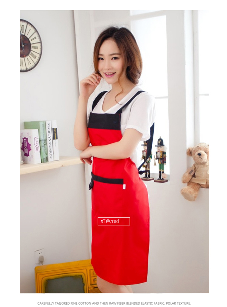
                                                            JLY 围裙防水韩版围裙女厨房工作服围裙男围裙厨房厨师工作服印字广告定做印刷LOGO 9316红色                