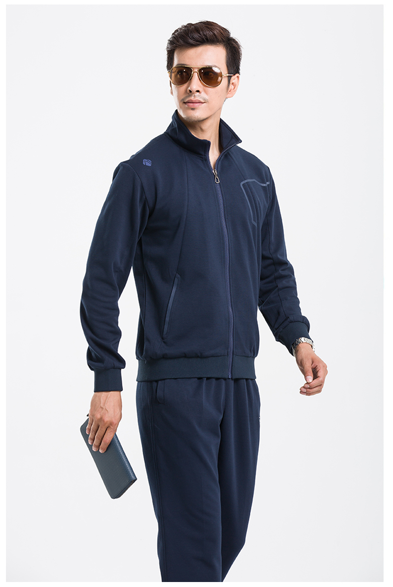 奥博登 中老年棉质运动休闲套装男 高档不起球开衫长袖长裤运动服男