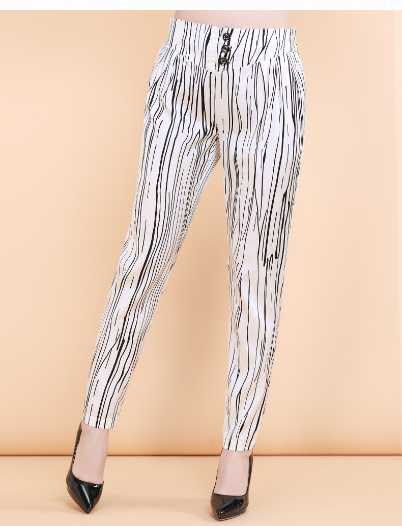 雅金圣妮真丝裤子女2016新款 高档桑蚕丝休闲裤丝绸长裤哈伦裤 白色