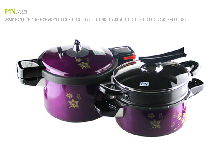 韩国PN枫年 紫色风景2件套装 进口不粘压力锅 高压锅 4.5L 蒸锅汤锅PGVPC