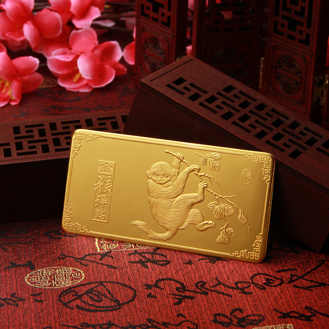 zsk珠宝钻石快线生肖猴黄金金条金猴旺运足金9999投资金条定制2g
