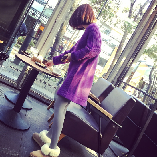 
                                        欧诗黛 针织衫女2016秋冬新款宽松时尚打底长袖假两件套头毛衣女 图片色 M                
