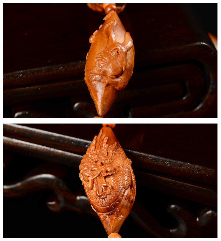 文玩收藏 核雕 盘道 橄榄核手串 手工精雕十二生肖 苏工大师 丁佳伟刻