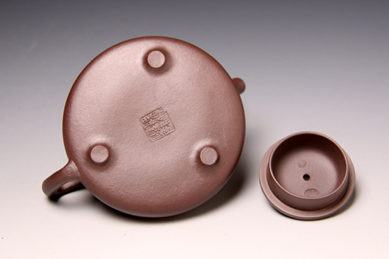 平壶秋月 宜兴全手工紫砂壶 名家正品魏顺妹全手工精品原矿黑泥泥绘