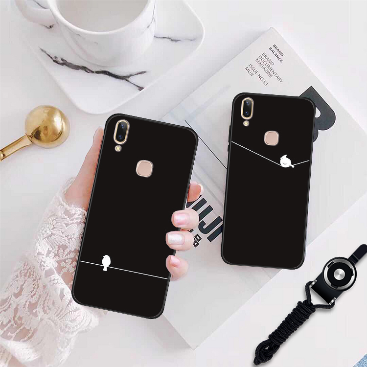 米帛vivo x21i手机壳简约文字x21ia手机套卡通硅胶男女挂绳保护套