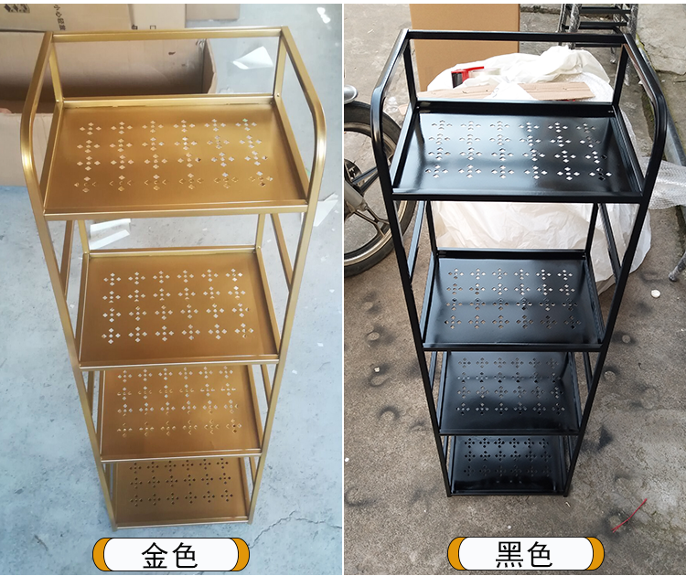 忆凡 不锈钢浴室卫生间置物架落地洗手间收纳架整理架厨卫通用落地式厕所落地架 四层 不锈钢做黑色