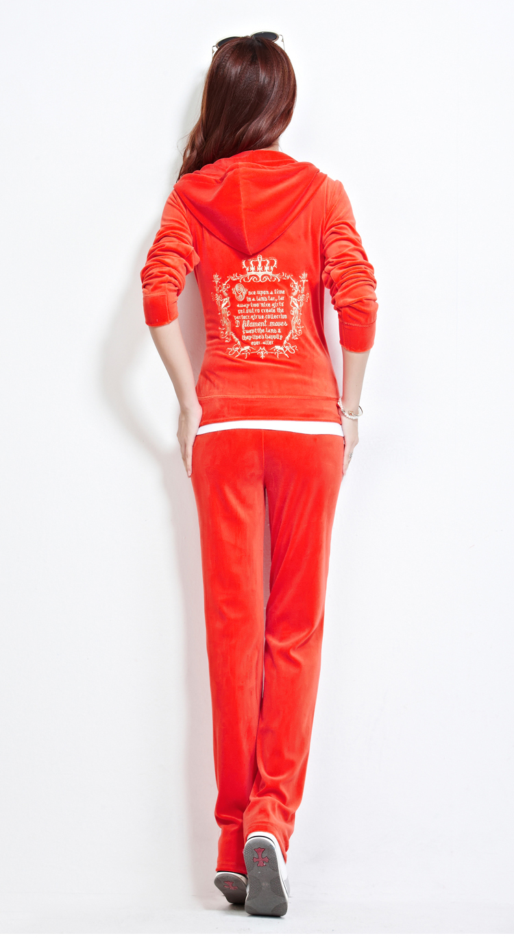 单曲循环 香港潮牌2016春秋款juicyjc天鹅绒运动套装女款休闲修身显瘦