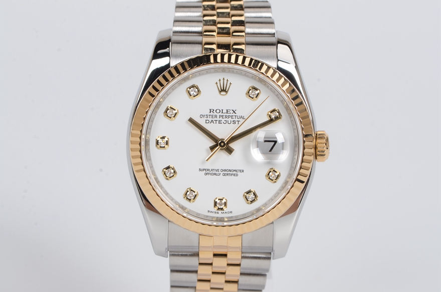 二手95新rolex劳力士116233白盘日志型系列18k黄金自动机械男表劳力士