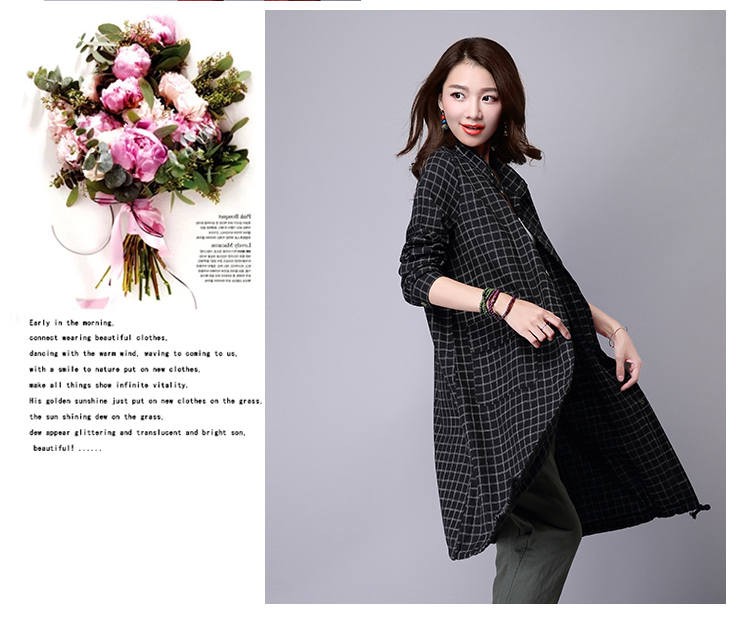 简芷 2015秋季新款森系大码女装简约长袖复古超宽松中长款棉衬衫风衣外套开衫女衬衣 570 红色 L