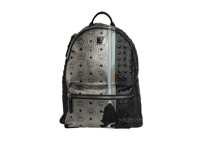 mcm 女士铆钉拼色双肩包mmk5avu25s001 黑色