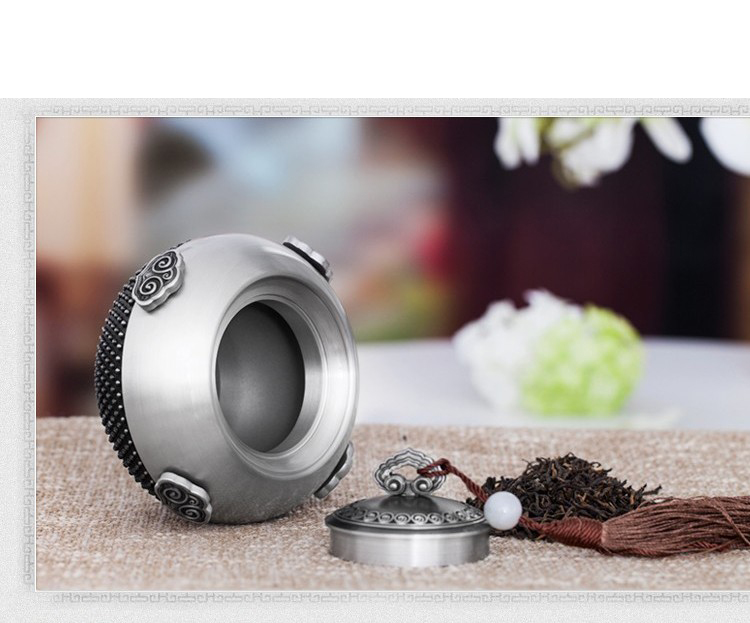 恒家福 锡罐正品 锡茶叶罐醒茶叶罐中号普洱装茶罐储茶 礼品茶具 礼盒