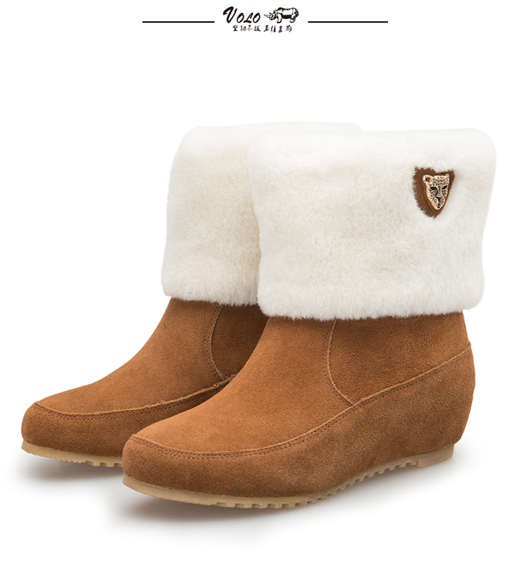时尚女鞋 靴子 volo 犀牛volo皮鞋女靴加绒保暖短靴时尚女皮靴冬季