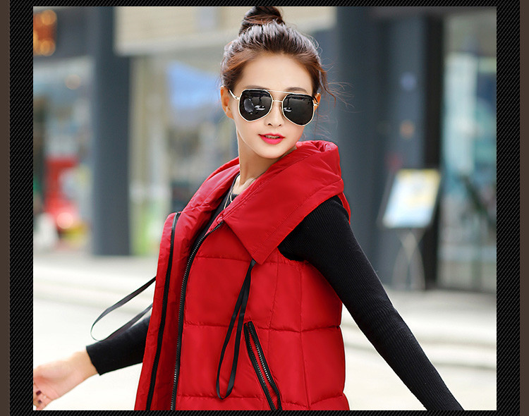 摩菲朵 2015秋冬新款连帽外套中长款背心马甲女 MJ6006 牛仔蓝 XL