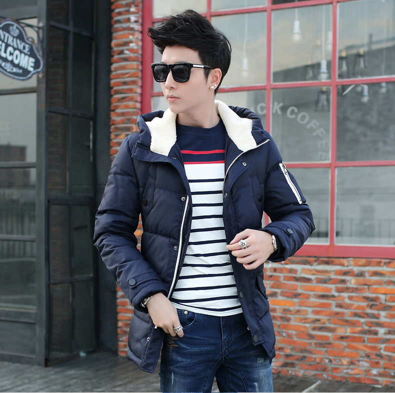 冬装男装羽绒服男外套中长款潮韩版轻薄男士修 身羽绒服男 卡其色 xl