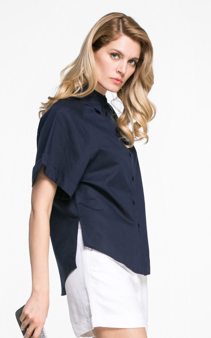 女装 衬衫 思莱德(selected) 思莱德selected女士棉麻混纺插肩袖衬衫c