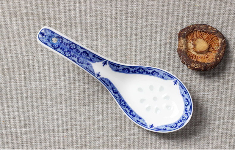 景德镇青花玲珑瓷小汤勺小勺子釉中彩陶瓷勺中式优品 lichen 青花金玉