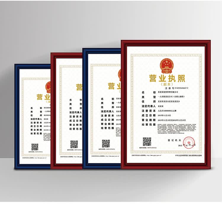 金隆兴(glosen)三证合一新版营业执照相框奖状框a4a3挂墙摆台工商税务