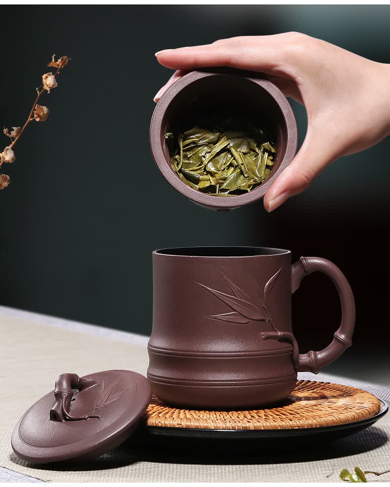 御壶茗香 紫砂杯茶杯宜兴名家盖杯纯全手工紫砂男女士泡茶杯办公手捧