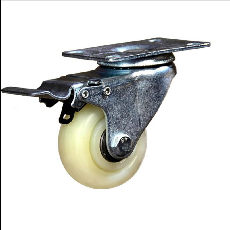 3寸4寸5寸尼龙万向轮转向轮带刹车轮子中型车轮子板车轮工业脚轮3寸带