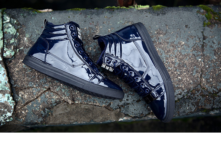 c&2k男士休闲鞋 2015新款冬季男鞋 休闲鞋男靴 韩版亮皮休闲鞋m-hxb20