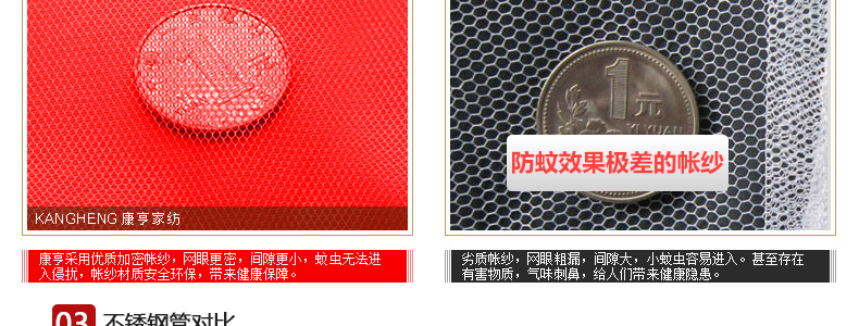 
                                        康亨家纺 床上用品 欧式宫廷婚庆蚊帐大红色蕾丝帐纱 加粗加厚不锈钢支架 KH9903婚庆 红色 1.8米床                