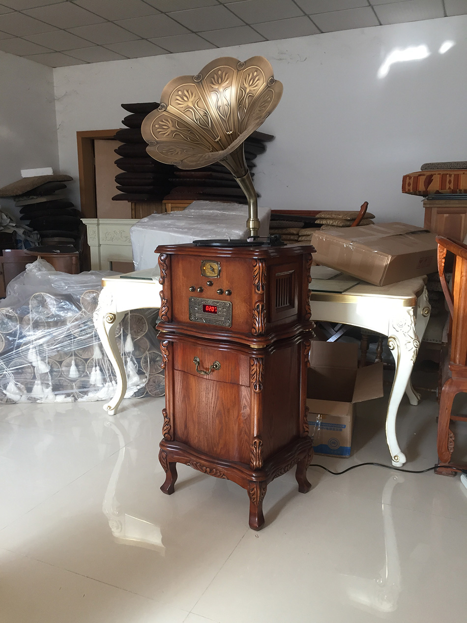 桦帝森宝 仿古留声机 老式复古全实木黑胶唱机 老唱片机 带usb cd fm