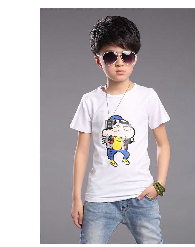 丫丫岛 童装儿童男童短袖t恤上衣2016夏装新款修身舒适t恤男 蓝色 150