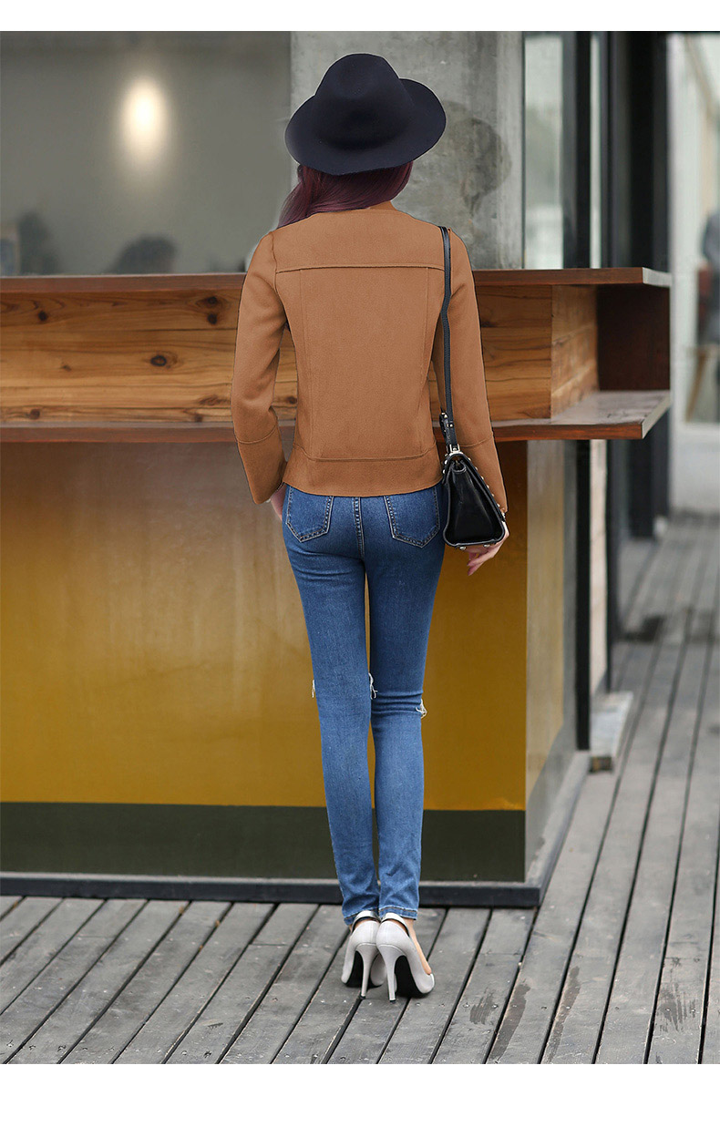 丝蔓妍 2015秋季新品女装短外套 s9522 咖啡色 M