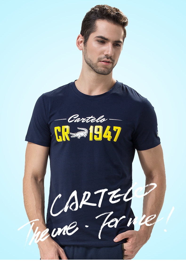 cartelo2016春款短袖男士t恤 蓝色 m