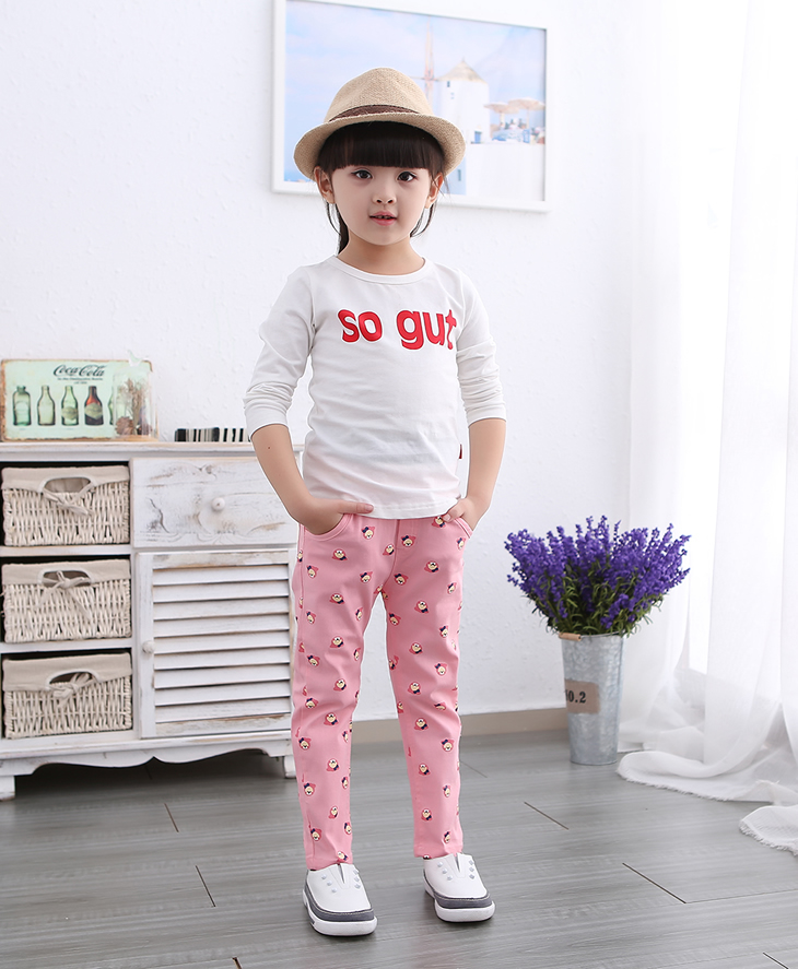 2015秋冬新款韩版女童休闲裤儿童中大童修身弹力宝宝长裤潮 粉色 120