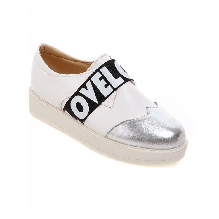 曼妮新款英文螺纹带单鞋女厚底休闲鞋套脚40大码低帮乐福鞋平底女鞋子