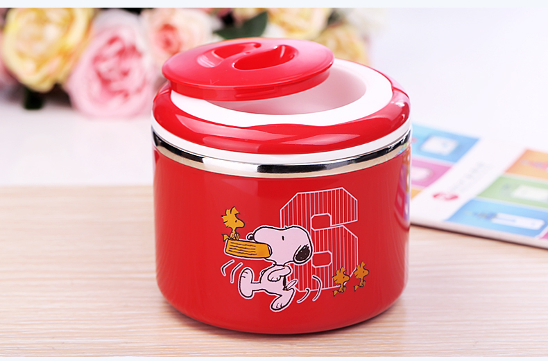 
                                        SNOOPY 史努比多层不锈钢提锅 儿童双层保温饭盒学生便当盒餐盒桶 1.4L浅绿                
