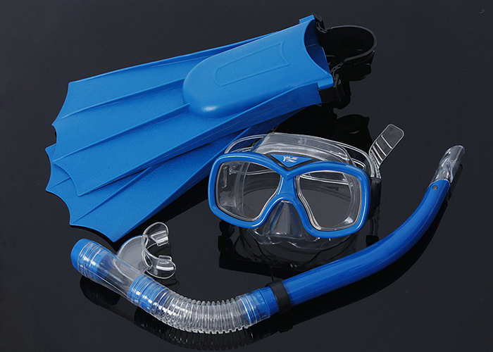 马代浮潜 儿童半干式呼吸管 潜水镜套装 带脚蹼 三件套 yy6607-0024