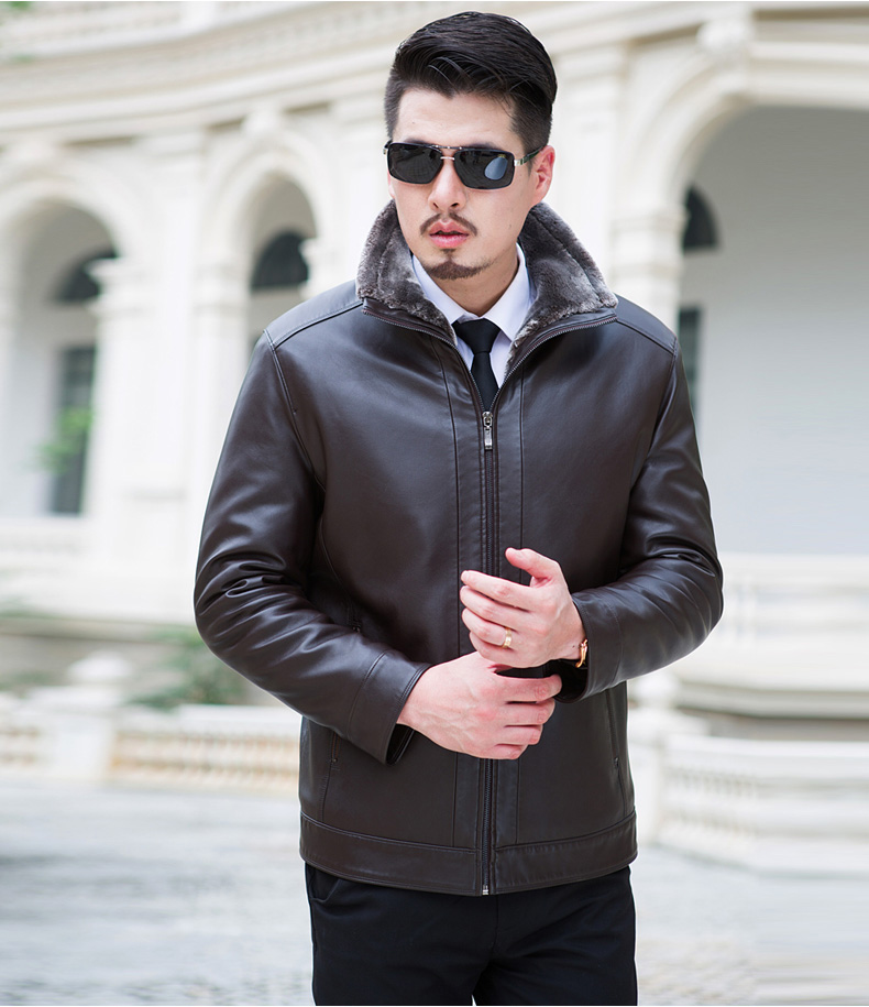 短款皮毛一体男夹克 休闲外套 多色可选保暖贴心 黑色 xxl/185