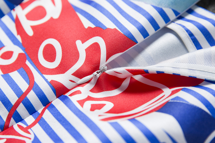 2016欧洲站春夏新款女装无袖印花条纹真丝连衣裙 011637 花色 m