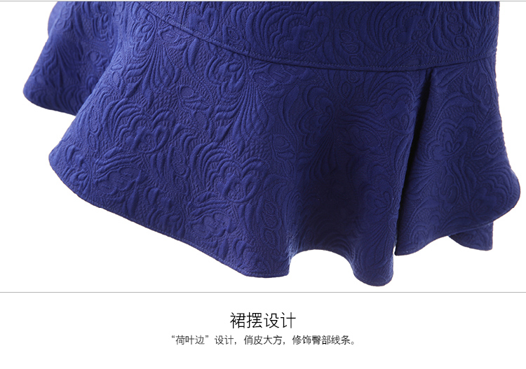 tune tune 秋季新款荷叶边时尚休闲复古提花修身A型半身裙 T43620 宝石蓝  L