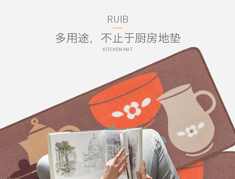 
                                                                                Rui.b厨房地垫长条防油防水地垫入户门垫进门床边脚垫家用易清洗蹭脚垫防滑垫 盘子刀叉 50*80cm                