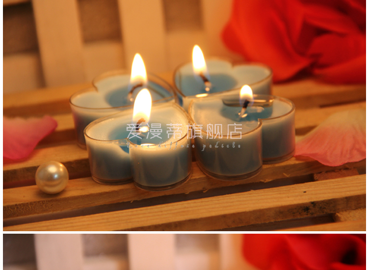 心形蜡烛浪漫求婚道具小蜡烛 生日表白告白蜡烛 烛光晚餐布置20只装 心形蜡烛5色混装 20粒 送花瓣300片