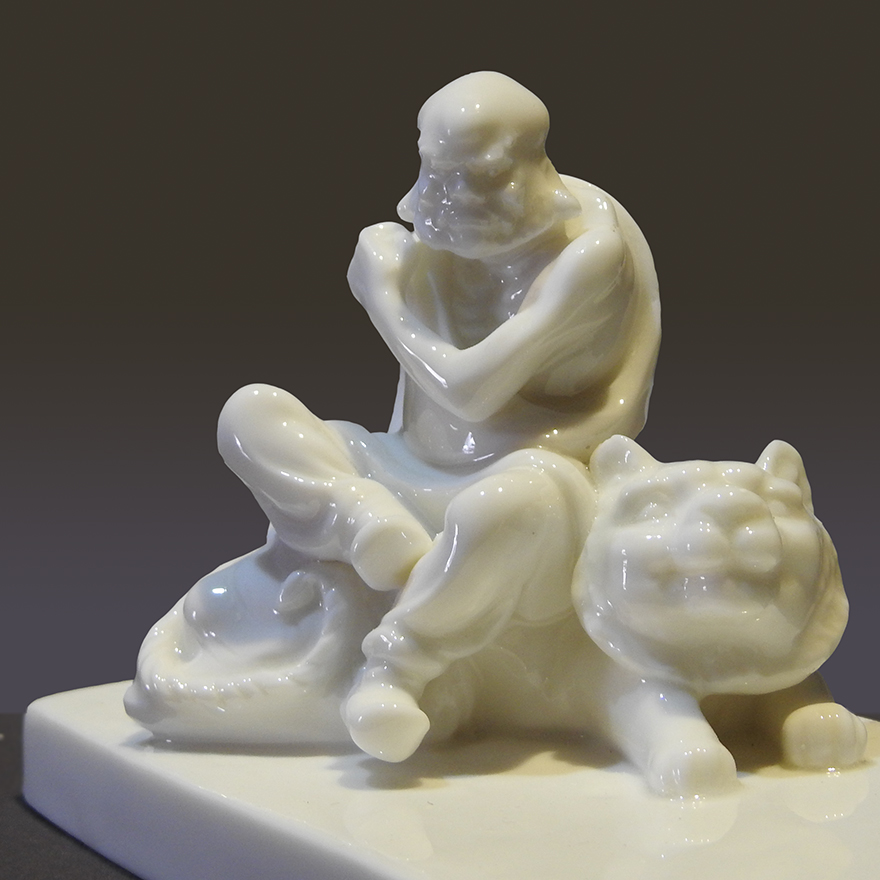杨德宝伏虎罗汉精品白瓷雕塑