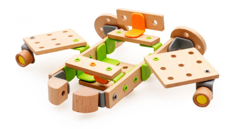 木丸子 儿童拼拆装组合木制直升机模模型益智玩具xjm-6003 直升机模型