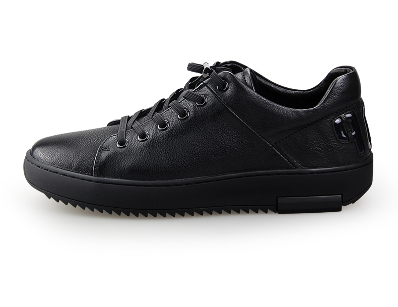 satchi/沙驰男士皮鞋时尚英伦商务休闲男鞋低帮透气系带板鞋 黑色x3