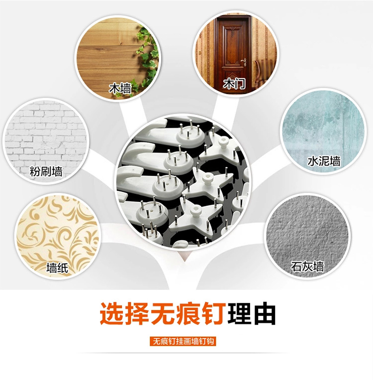 
                                        【送锤子】相框照片实墙钉钩隐形无痕挂钩婚纱照无痕钉 挂相框 50只套装带挂件                