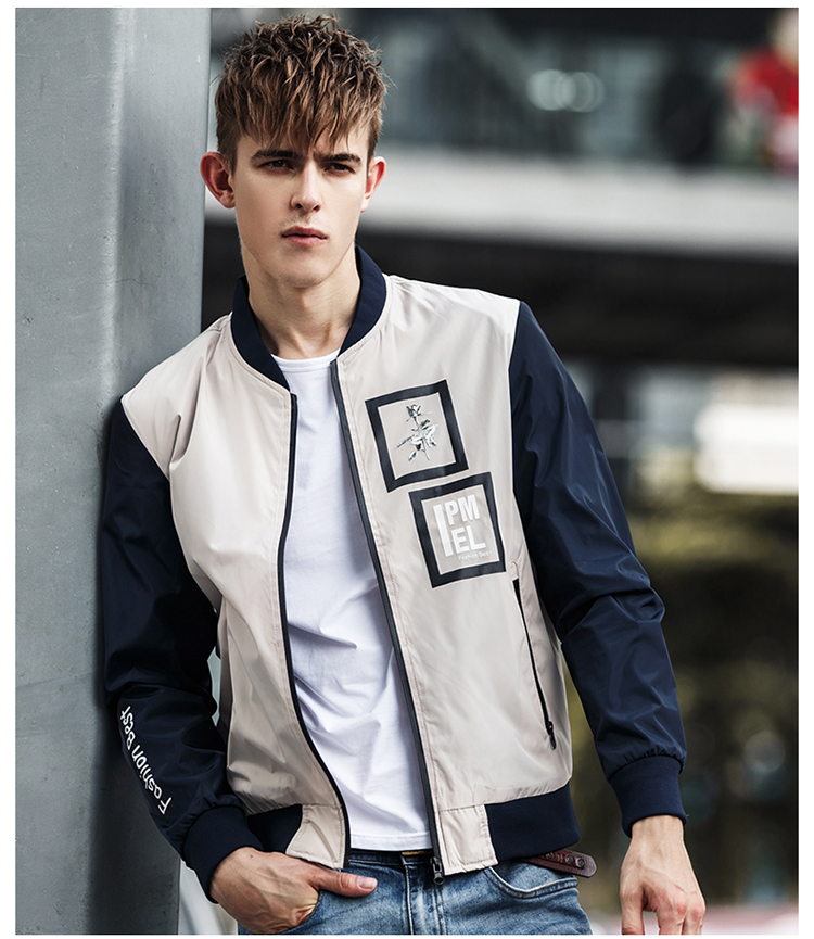 京质优品男装2016春季薄夹克外套男 韩版修身开衫纯色立领男士休闲