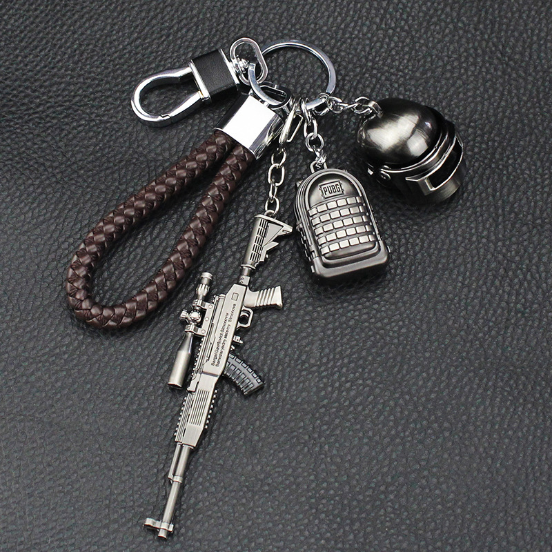 绝地求生刺激战场吃鸡钥匙扣 汽车钥匙扣挂件男女士钥匙圈 p城刚枪王