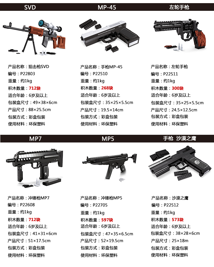 乐高军事绝地求生拼插积木模型枪男孩拼插积木 ak-47自动bu枪【可发射