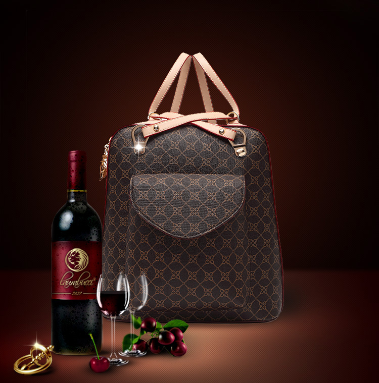 加姿(coazee)韩版时尚多功能背包女士包包单肩双肩包女包三件套子母包