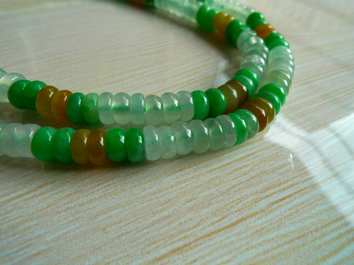 a货翡翠三彩项链31.40g玉凤尚珠宝h